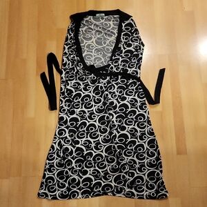 Papaya Black and White Midi Wrap Around Dress